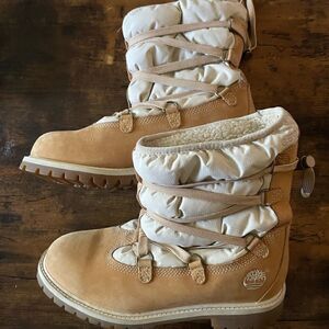 Timberland 16in Quilted Moon Boot Wheat/Ivory  Junior size 5.5, w 7.5